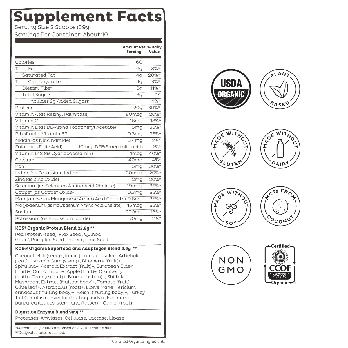 KOS Organic Plant Protein, Blueberry Muffin, 10 servings - Image 7