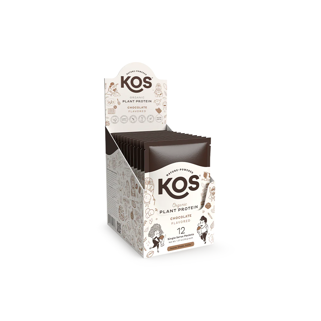 KOS Organic Plant Protein, Chocolate, 12 Count