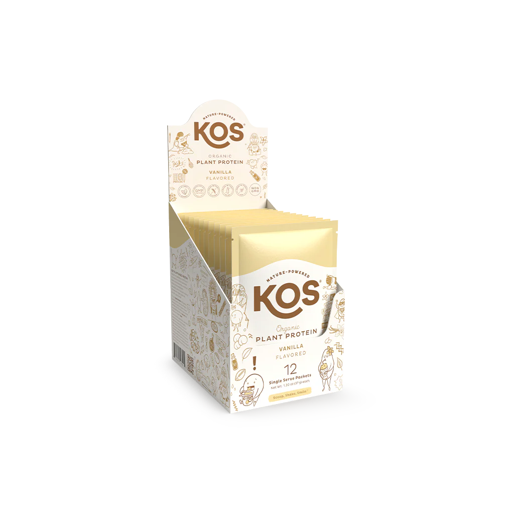 KOS Organic Plant Protein, Vanilla, 12 Count