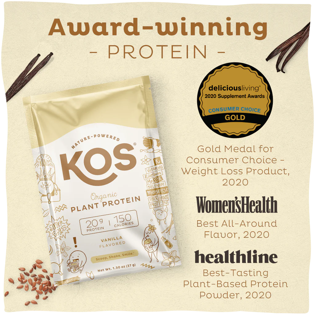 KOS Organic Plant Protein, Vanilla, 12 Count - Image 9